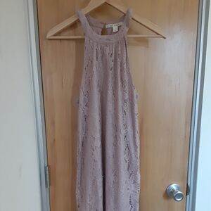 Dusty Rose Lace Dress w/Fringe hem